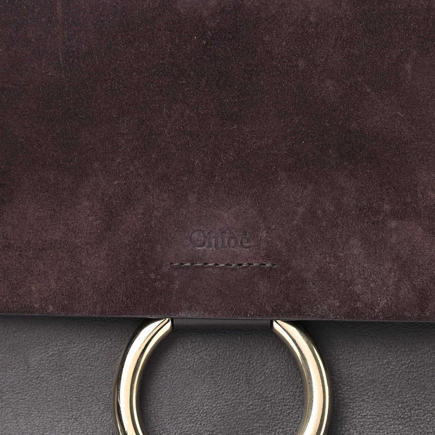 Calfskin Suede Medium Faye Shoulder Bag Carbon Brown