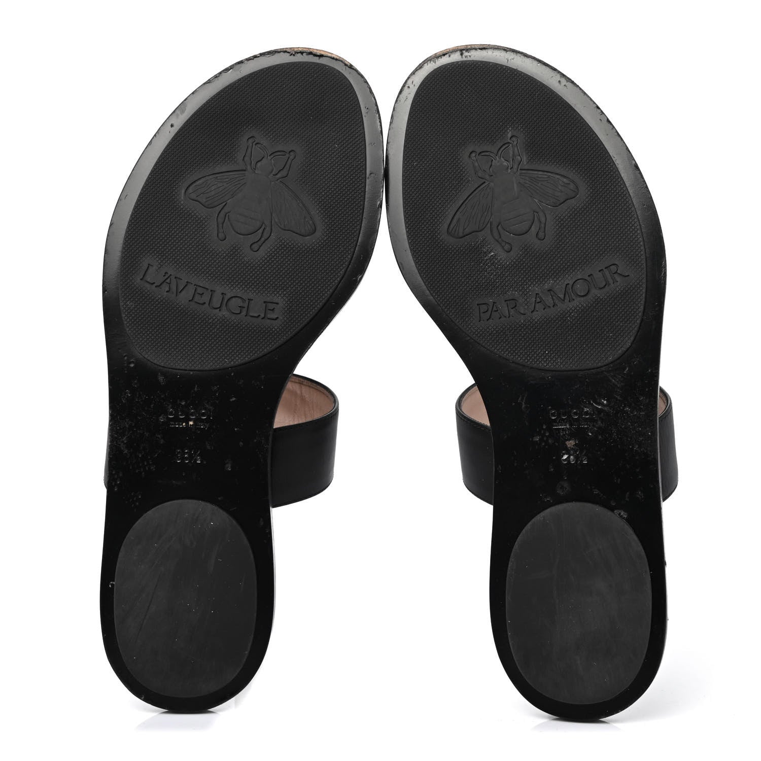 Gucci Calfskin GG Marmont Thong Sandals 38.5 Black 4 of 4