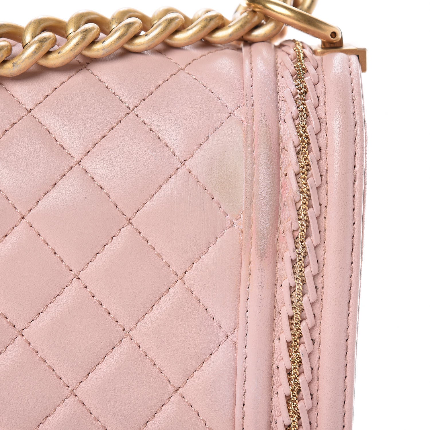 Chanel Lambskin Quilted Medium Chain Detail Boy Flap Light Pink 10 of 18