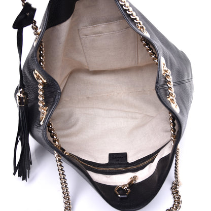 Gucci Pebbled Calfskin Medium Soho Chain Shoulder Bag Black 5 of 9