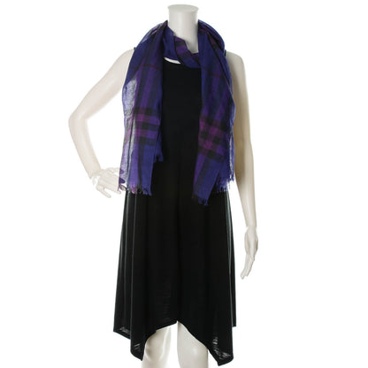 Burberry Wool Silk House Check Scarf Purple 2 of 5