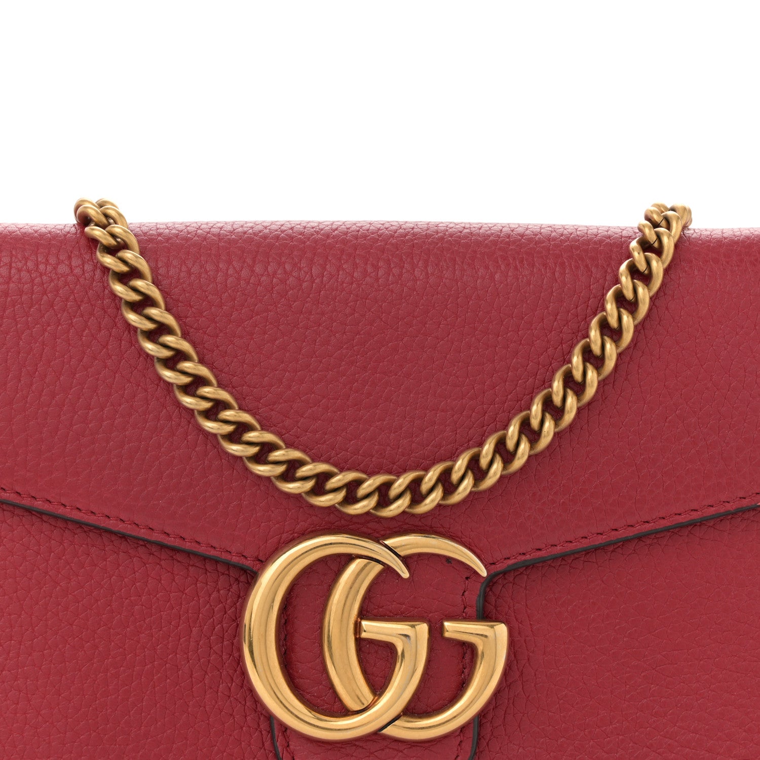 Gucci Calfskin GG Marmont Chain Wallet Vulcanic Red 8 of 12