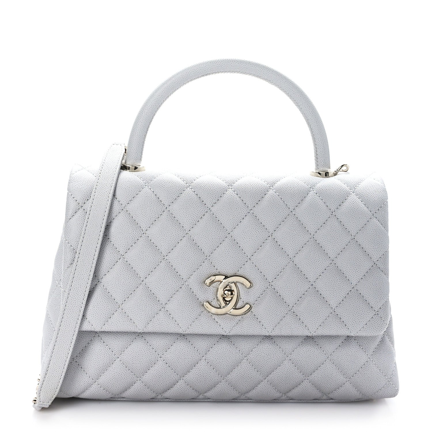 Chanel Caviar Quilted Small Coco Handle Flap Light Grey 1 of 9