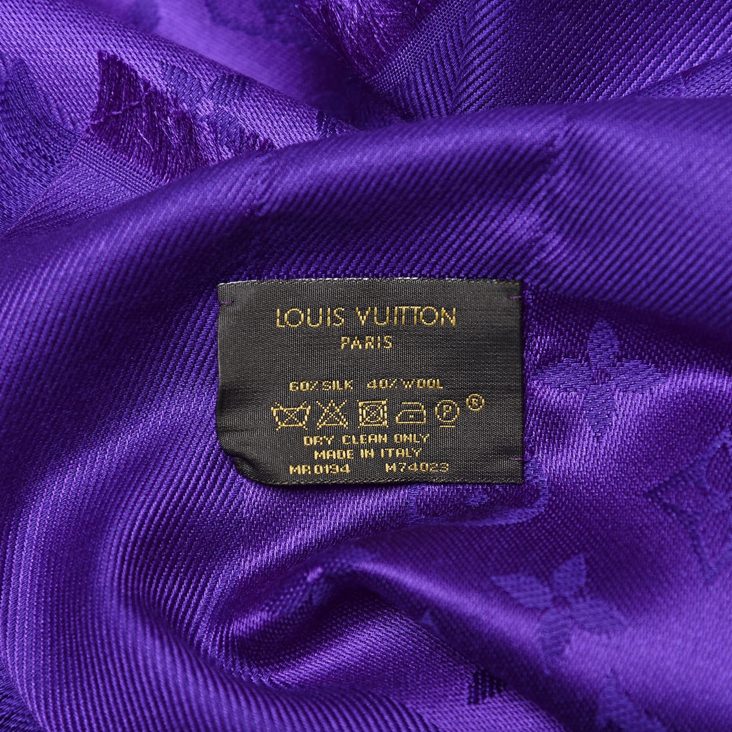 Silk Wool Monogram Shawl Cassis