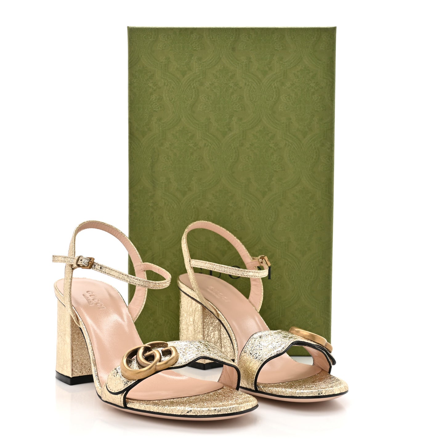 Galassia GG Marmont Ankle Wrap 75mm Sandals 36.5 Platino
