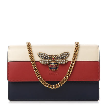 Gucci Calfskin Queen Margaret Chain Wallet Blue Agata Hibiscus Red Mystic White 1 of 11