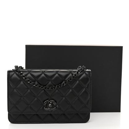 Chanel Lambskin Quilted Trendy CC Wallet On Chain WOC So Black 12 of 12