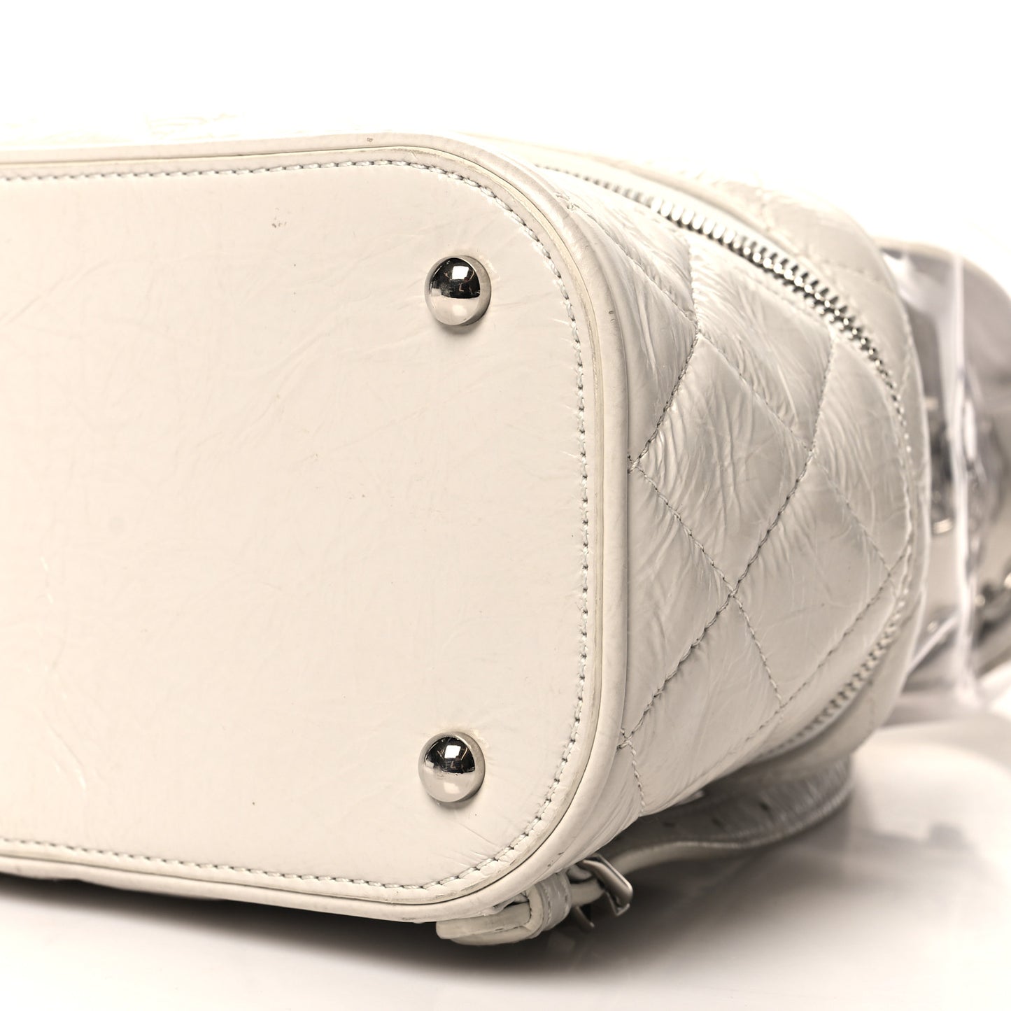 Crumpled Calfskin PVC Quilted Backpack White