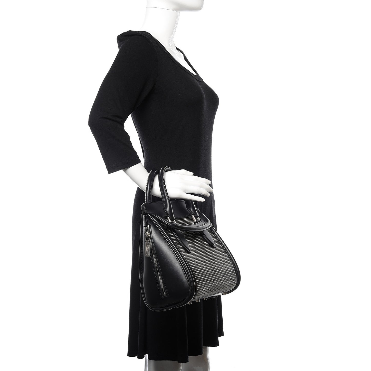 Calfskin Studded Large Heroine Black