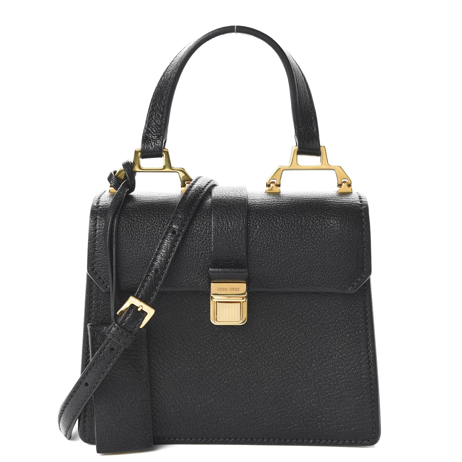 Miu Miu Goatskin Bandoliera Madras Shoulder Bag Black 1 of 9