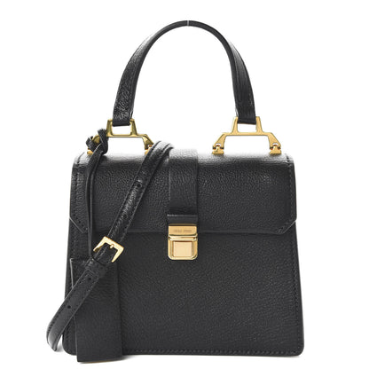 Miu Miu Goatskin Bandoliera Madras Shoulder Bag Black 1 of 9