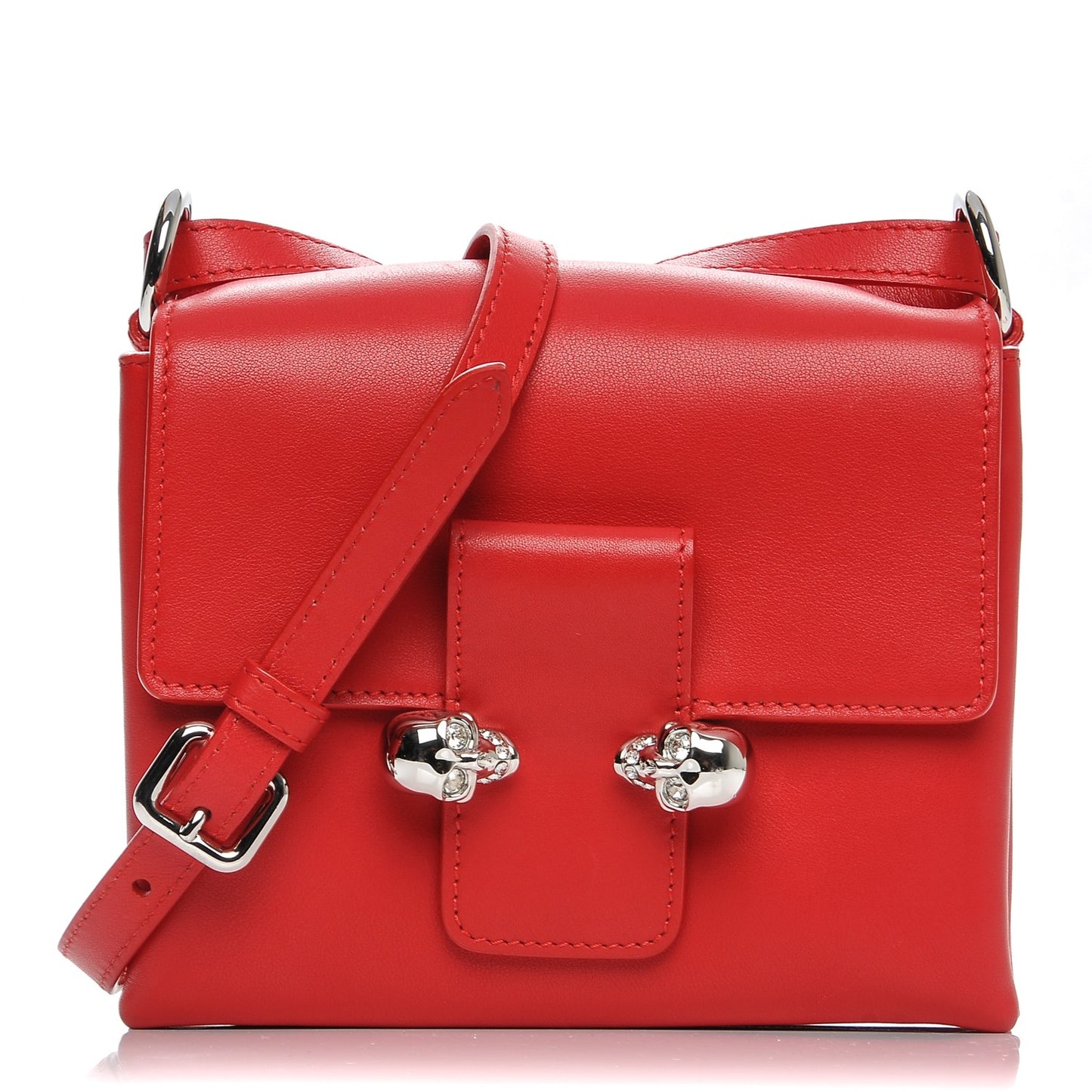 Calfskin Twin skull Tote Red