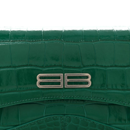 Balenciaga Shiny Super Supple Calfskin Crocodile Embossed Small XX Flap Stretch Bag Jade 7 of 10