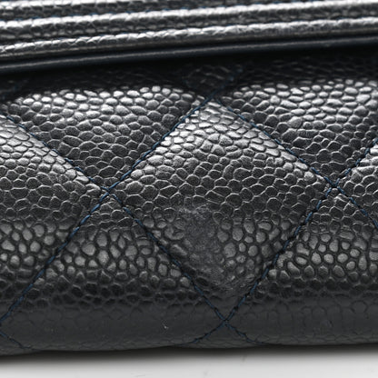 Chanel Caviar Quilted Large Boy Gusset Flap Wallet Blue 9 of 9