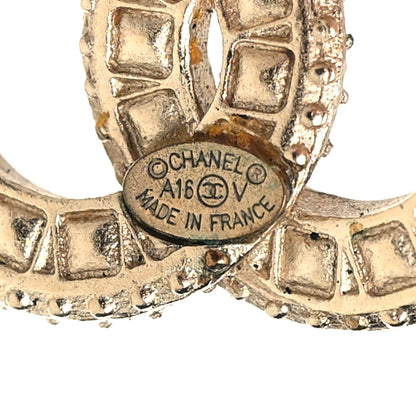 Chanel Crystal CC Earrings Light Gold 9 of 10