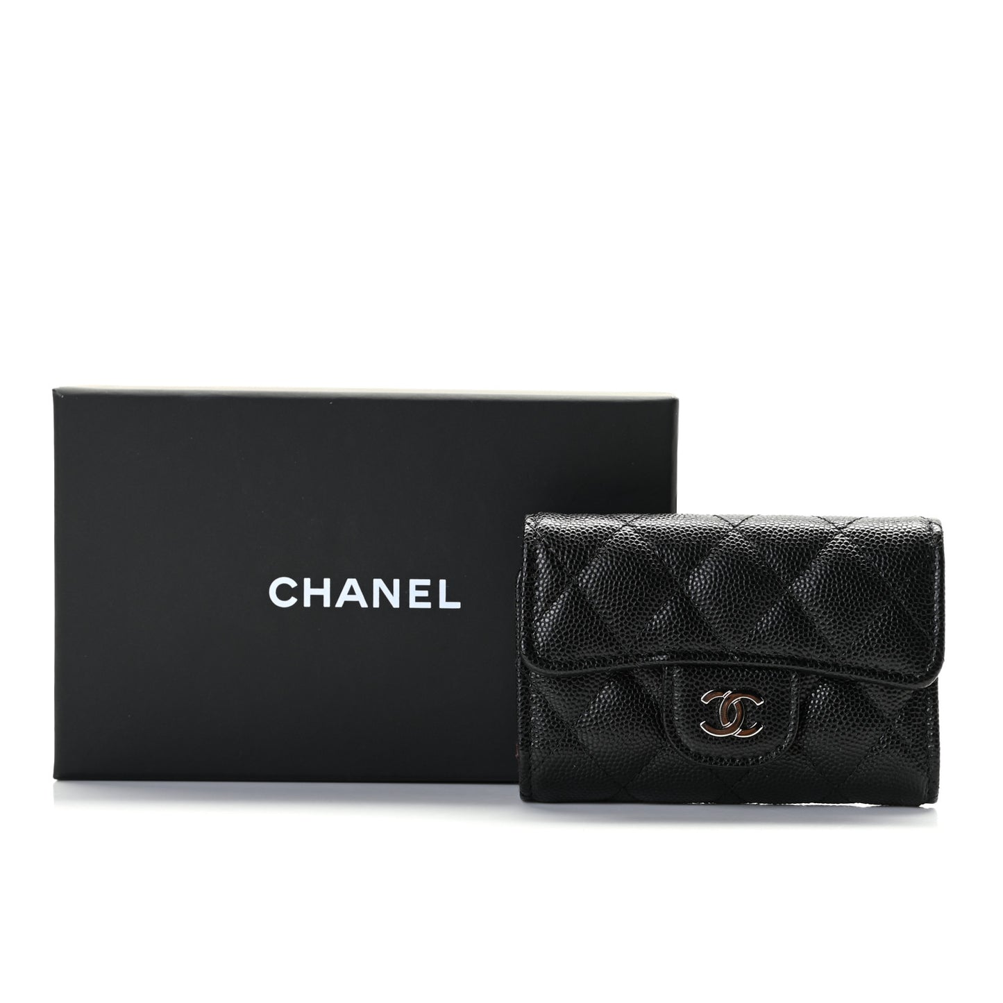 Caviar Quilted Classic 4 Key Holder Wallet Black