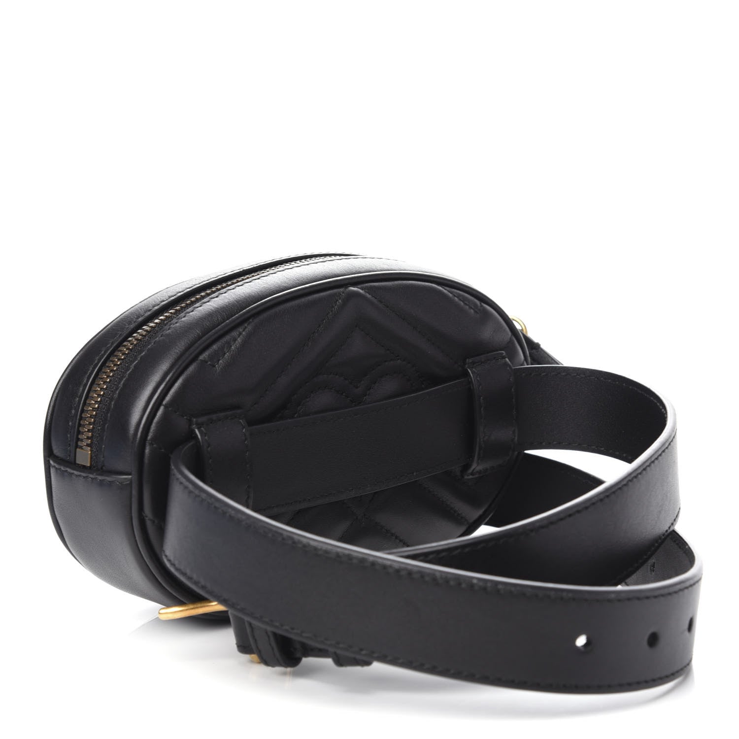 Gucci Calfskin Matelasse GG Marmont Belt Bag 75 30 Black 3 of 9