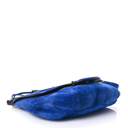 Gucci Suede Medium Nouveau Fringe Shoulder Bag Blue 4 of 10