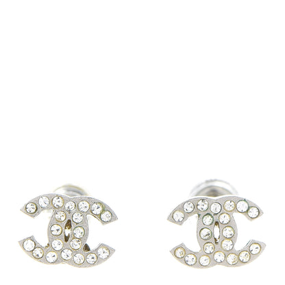 Chanel Crystal Timeless CC Earrings Silver 1 of 5