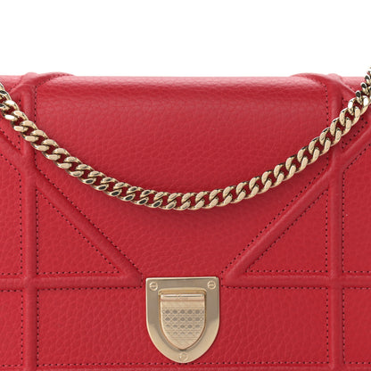 Christian Dior Grained Calfskin Diorama Wallet on Chain Pouch Rouge Vif 9 of 12