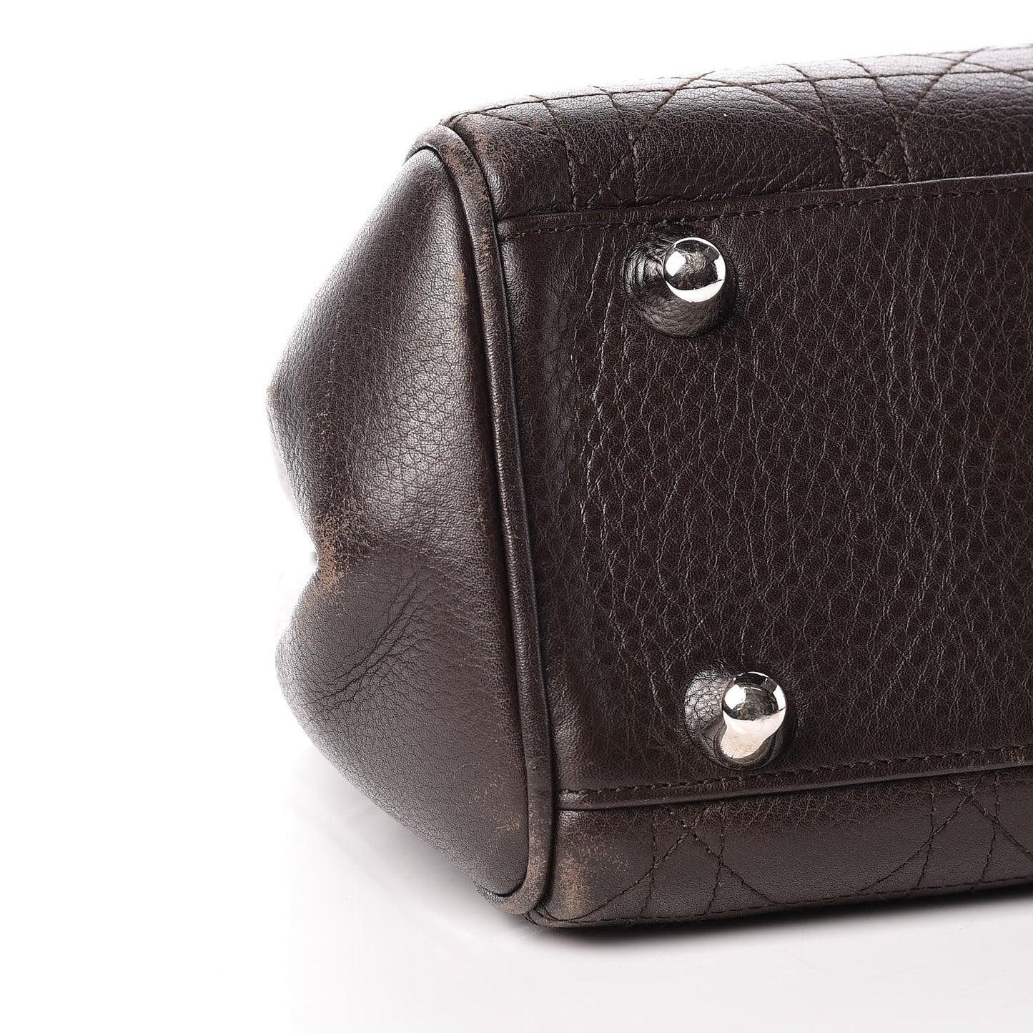 Calfskin Cannage Shoulder Bag Dark Brown