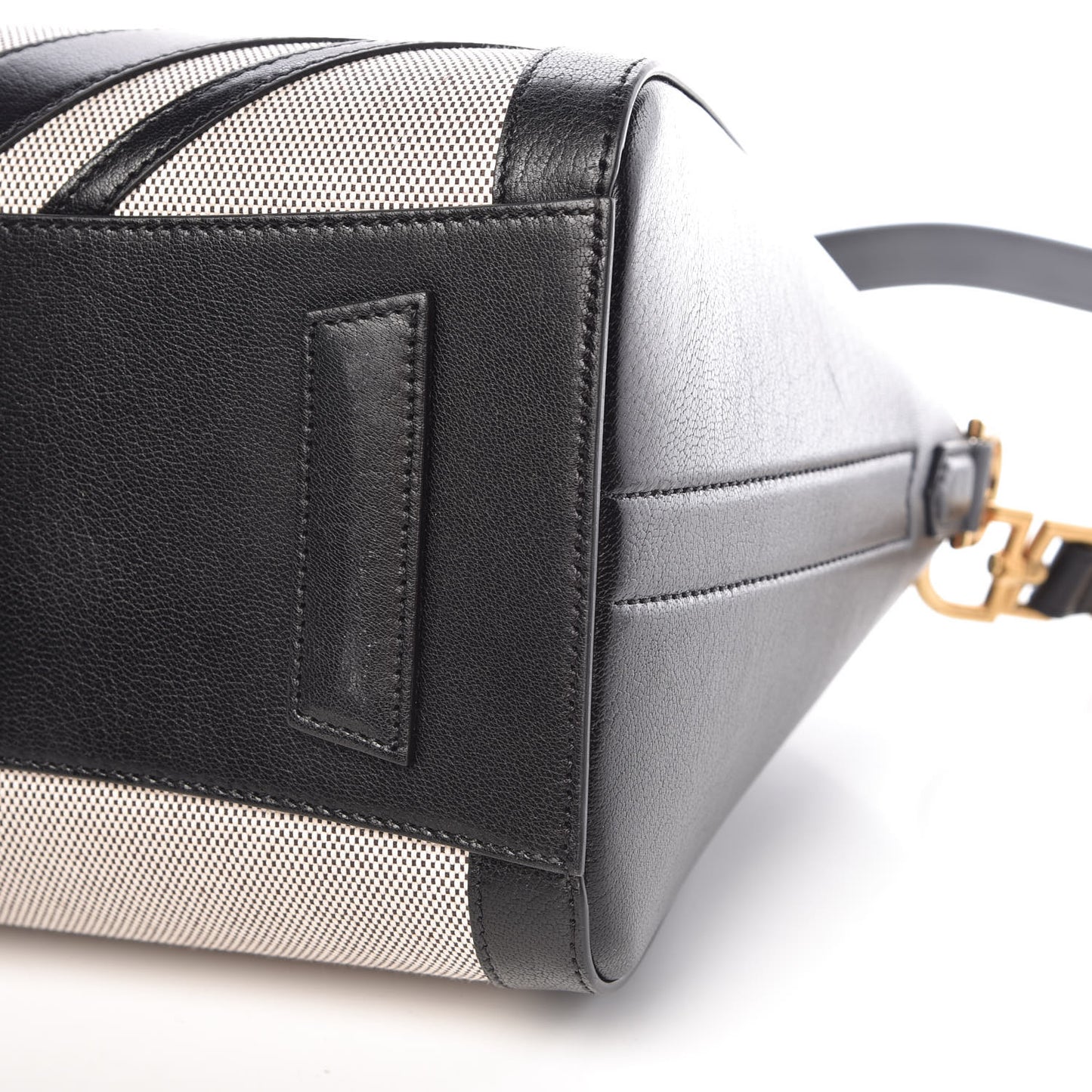 Canvas Sugar Goatskin Striped Small Antigona Black