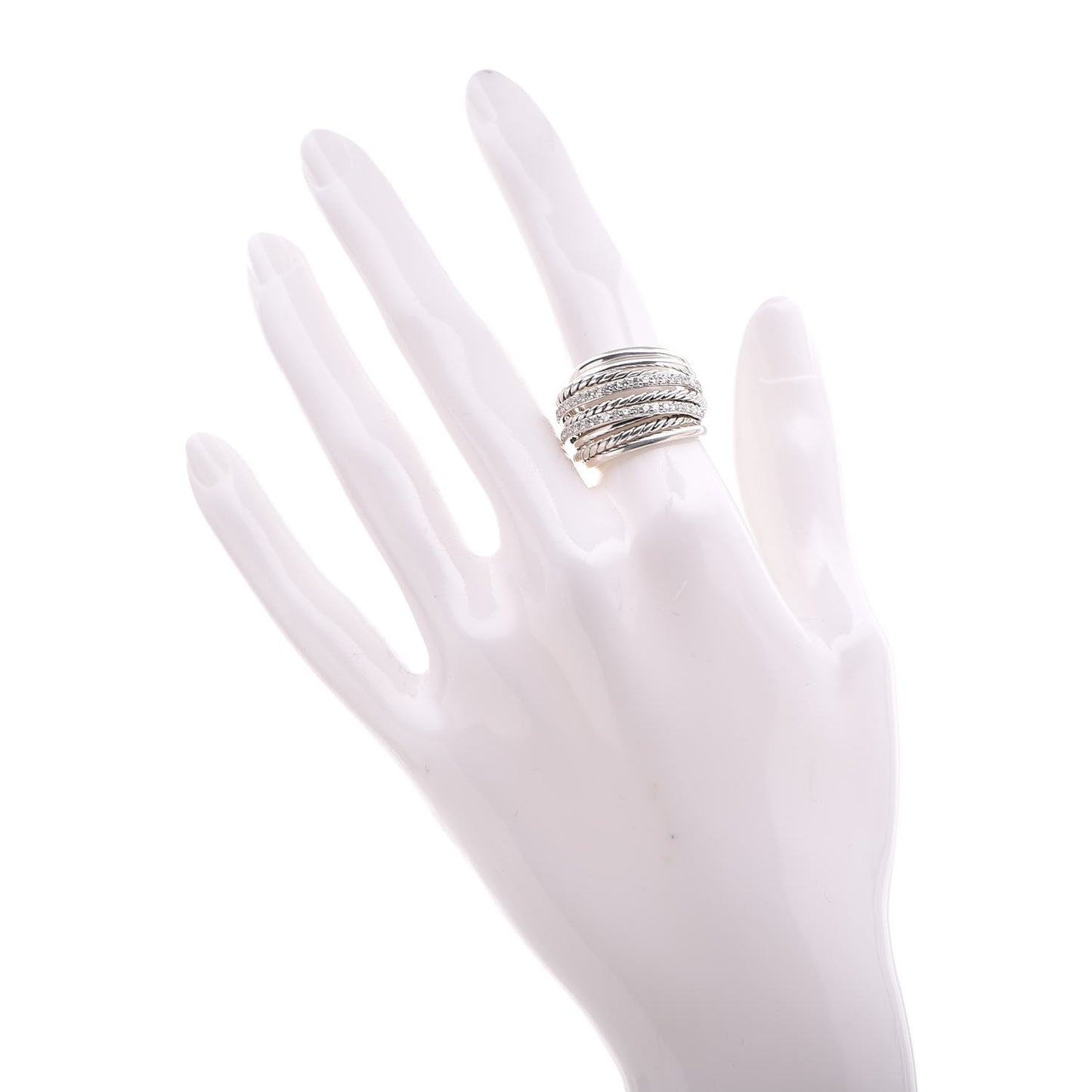 Sterling Silver Diamond Crossover Dome Ring 53 6.25