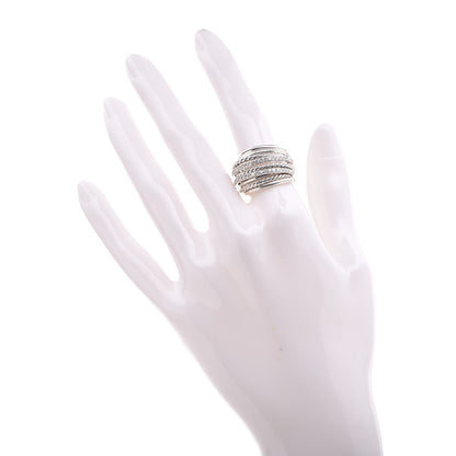 David Yurman Sterling Silver Diamond Crossover Dome Ring 53 6.25 2 of 5