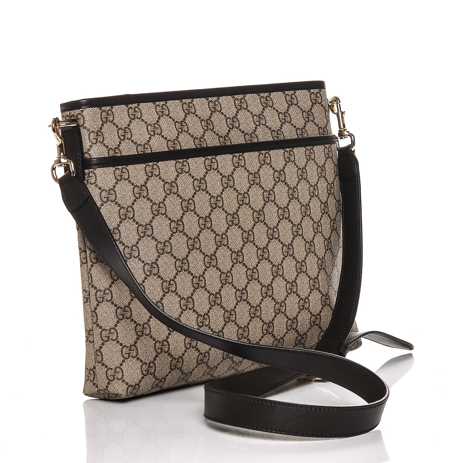 Gucci GG Plus Monogram Medium Flat Messenger Bag Dark Brown 3 of 6