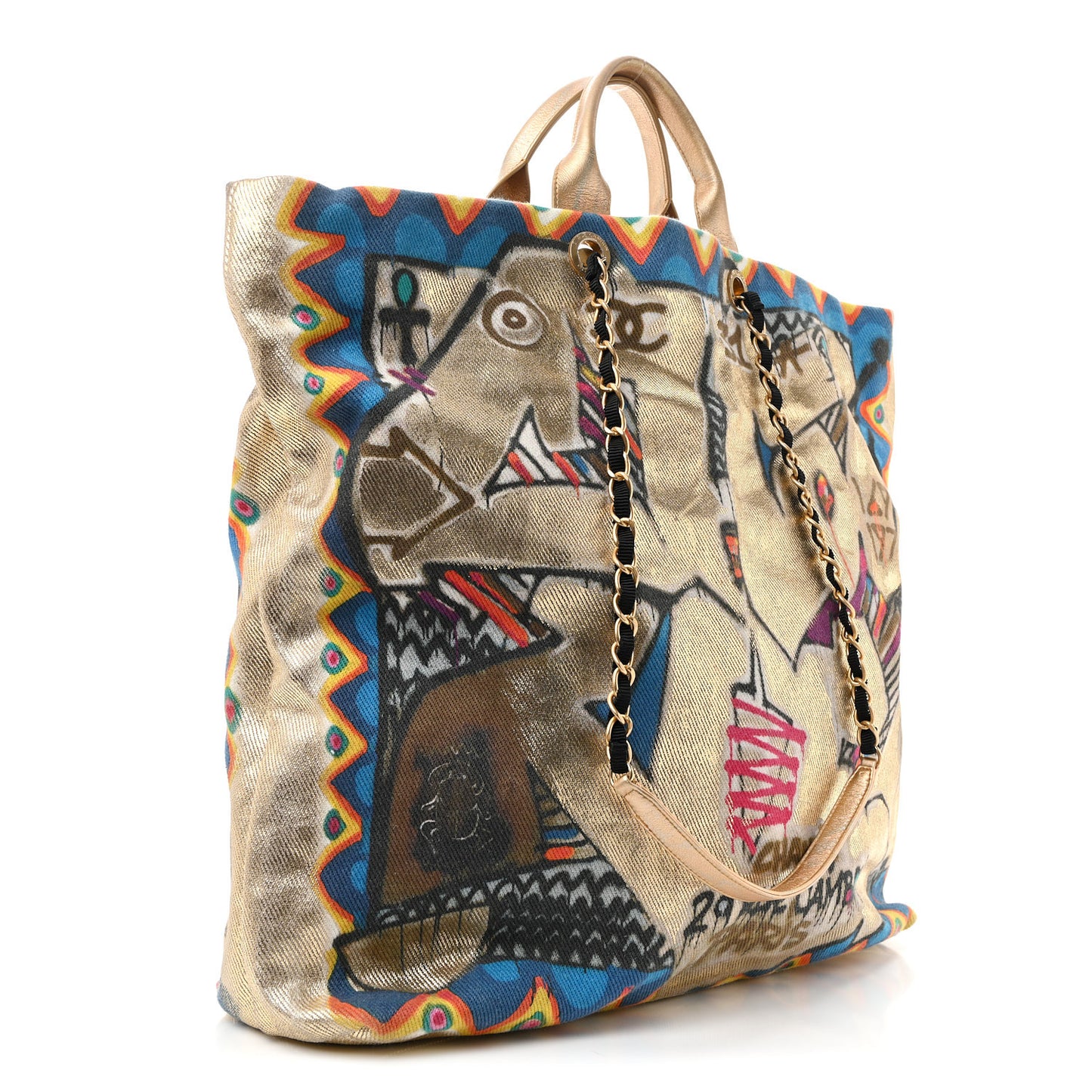 Graffiti Printed Canvas Street Spirit Tote Multicolor