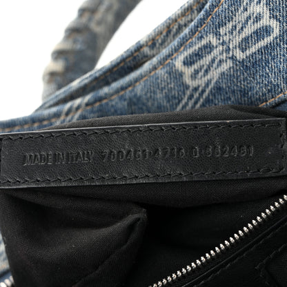 Balenciaga Denim BB Monogram Neo Cagole City Handbag Blue 8 of 17