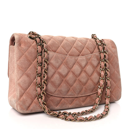 Chanel Suede Quilted Medium Double Flap Light Pink 3 of 14