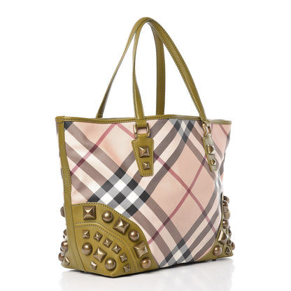 Burberry Nova Check Mega Stud Nickie Tote Green 3 of 17