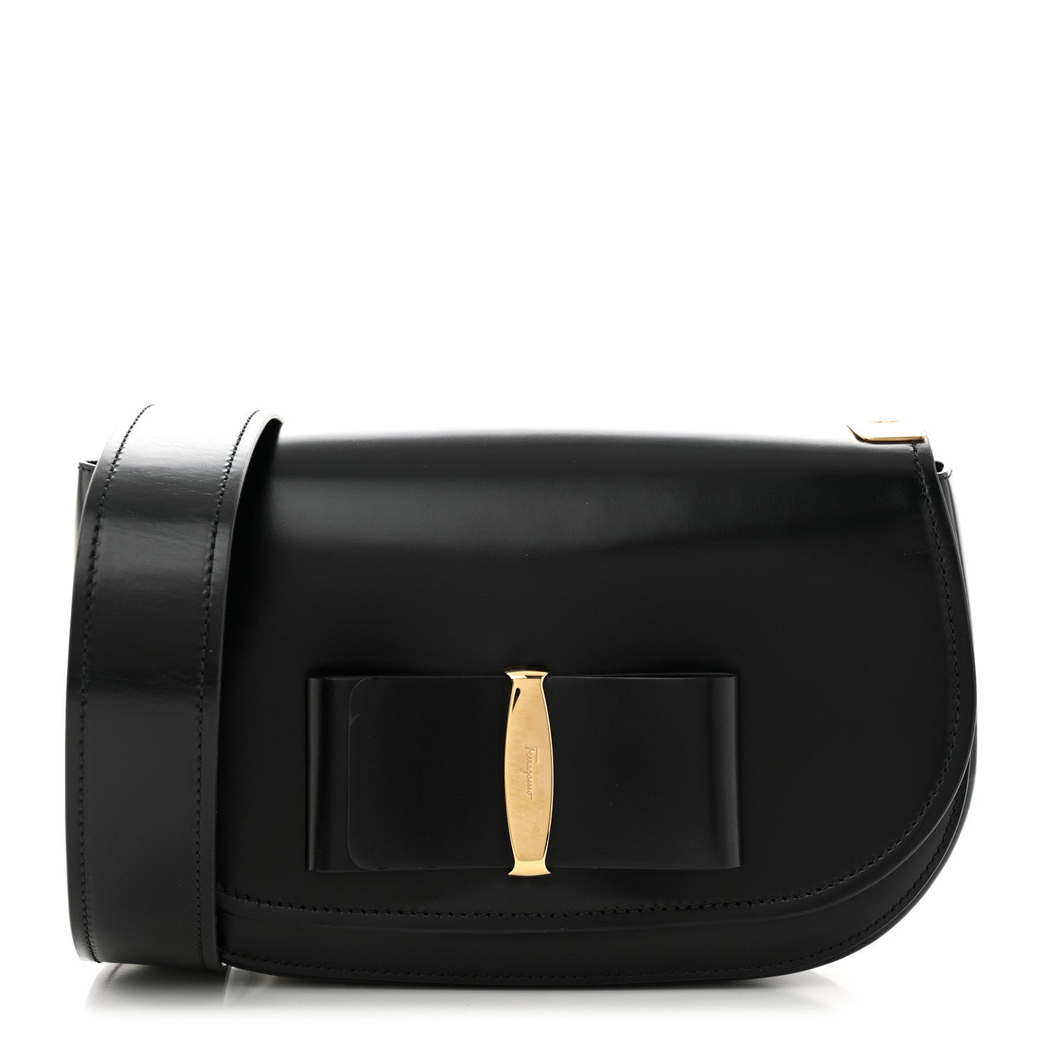 Salvatore Ferragamo Smooth Calfskin Vara Bow Flap Crossbody Black 1 of 16