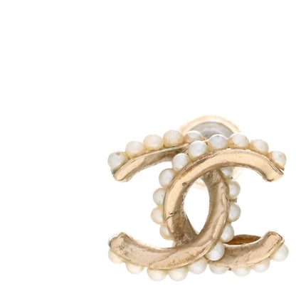 Chanel Pearl Twisted CC Earrings Light Gold White 6 of 7