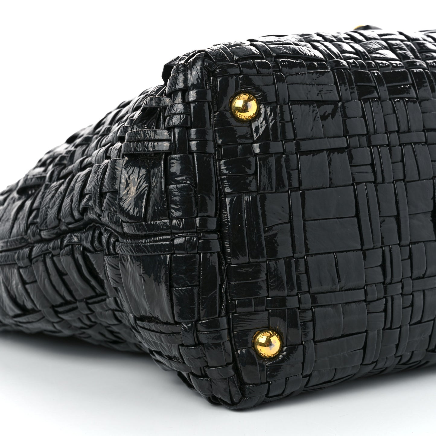 Patent Woven Tote Black