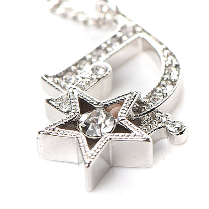 Christian Dior Crystal Logo Star Necklace Silver 6 of 6