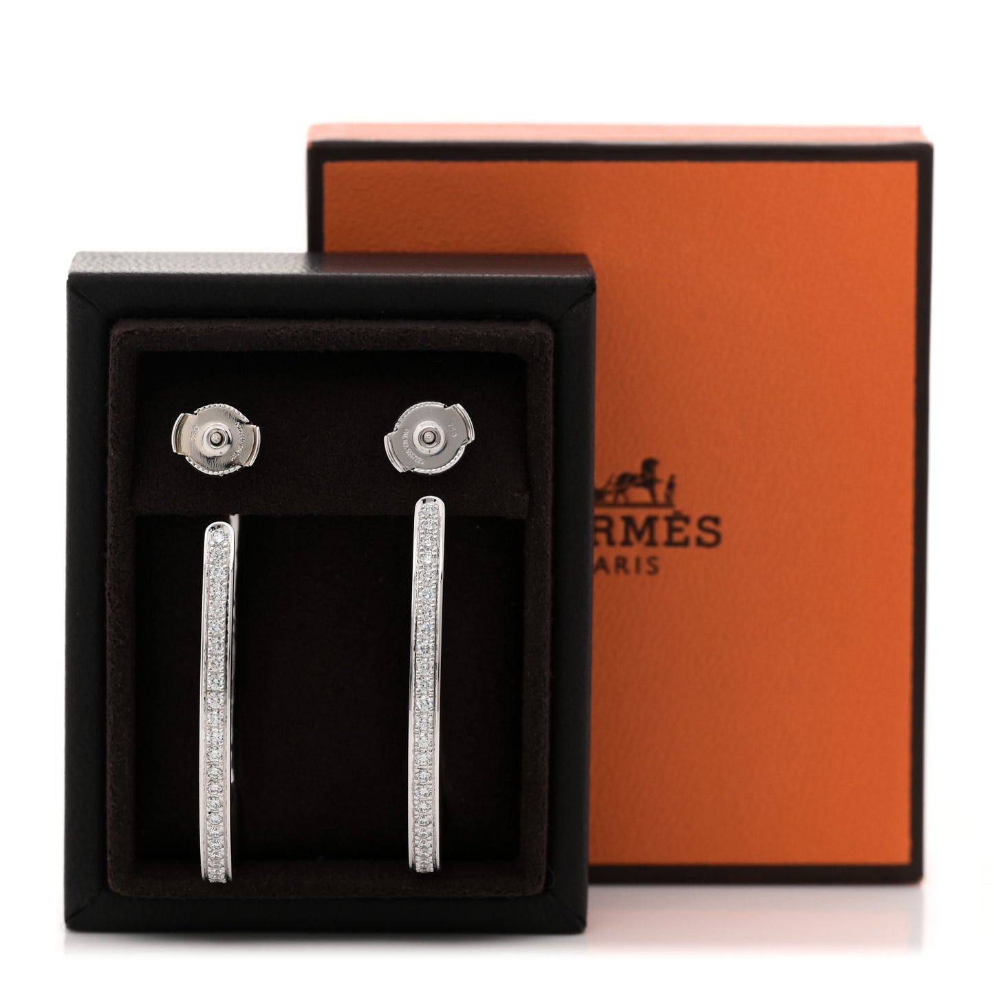 18K White Gold Diamond LG Etriviere Dangle Earrings