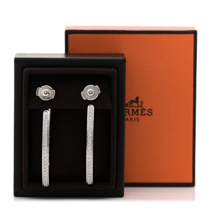 Hermes 18K White Gold Diamond LG Etriviere Dangle Earrings 5 of 5