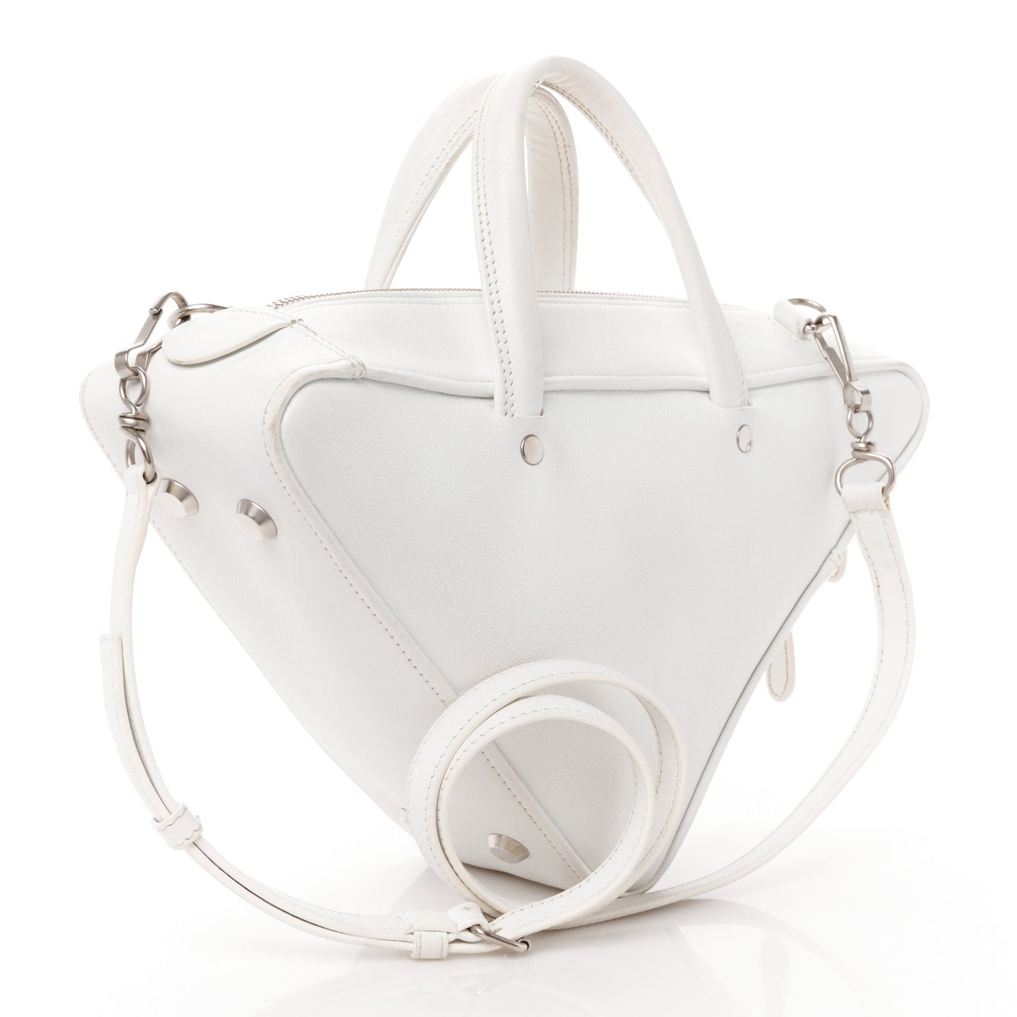 Calfskin S Triangle Duffle White