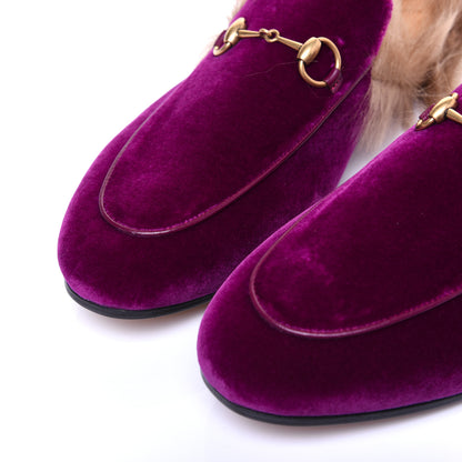 Gucci Velvet Fur Womens Princetown Slippers 40 Fucsia Violet Cyclamen Natural 7 of 11