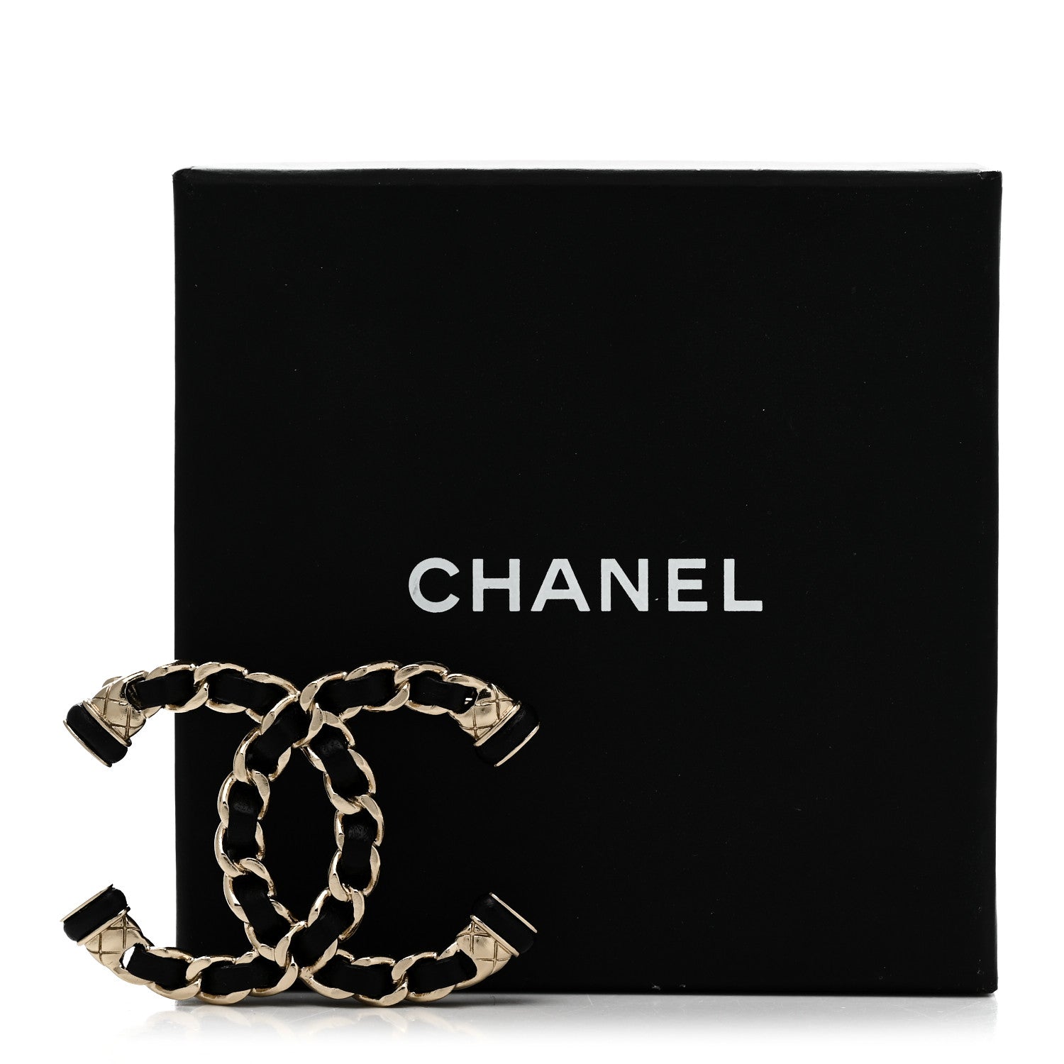 Chanel Lambskin Chain CC Brooch Black Gold 5 of 5