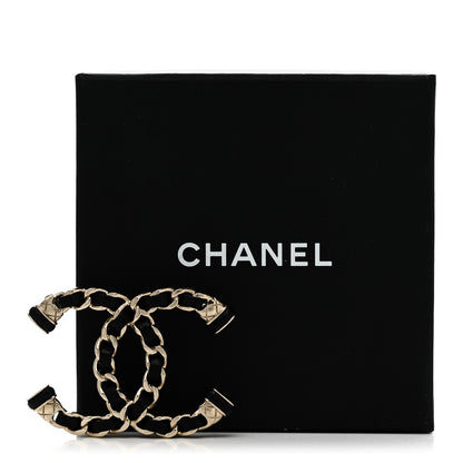 Chanel Lambskin Chain CC Brooch Black Gold 5 of 5
