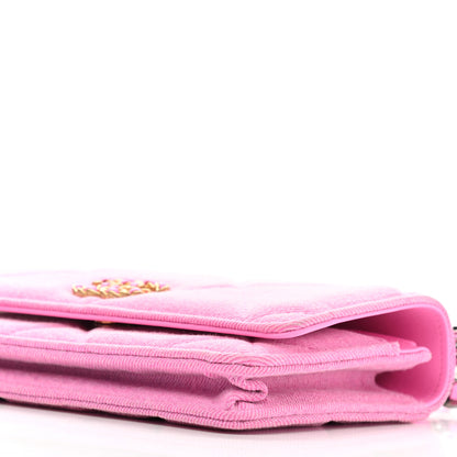 Chanel Denim Quilted Chanel 19 Wallet On Chain WOC Neon Pink 10 of 11