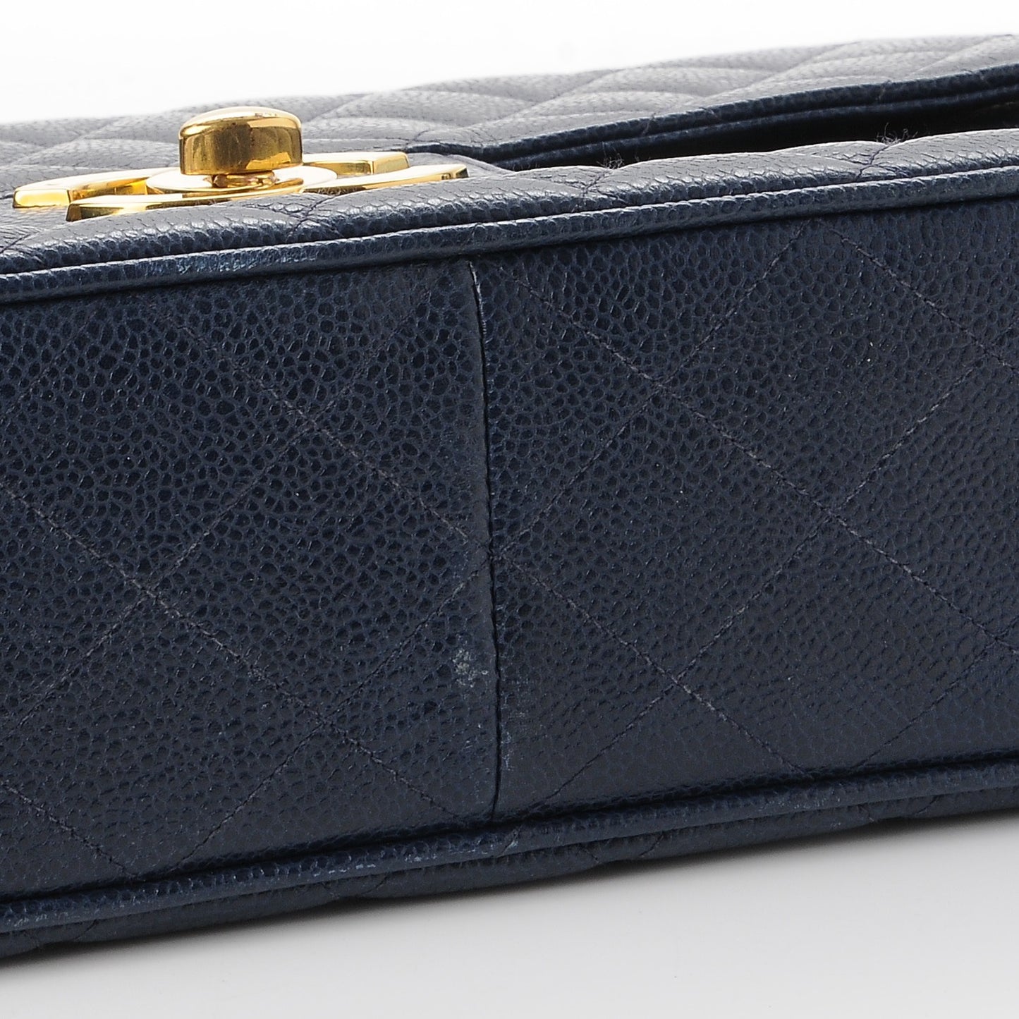 Caviar Quilted Jumbo Single Flap Blue