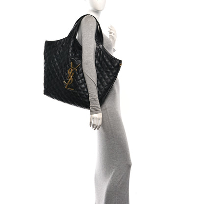 Saint Laurent Lambskin Quilted Maxi Icare Shopping Tote Black 2 of 10