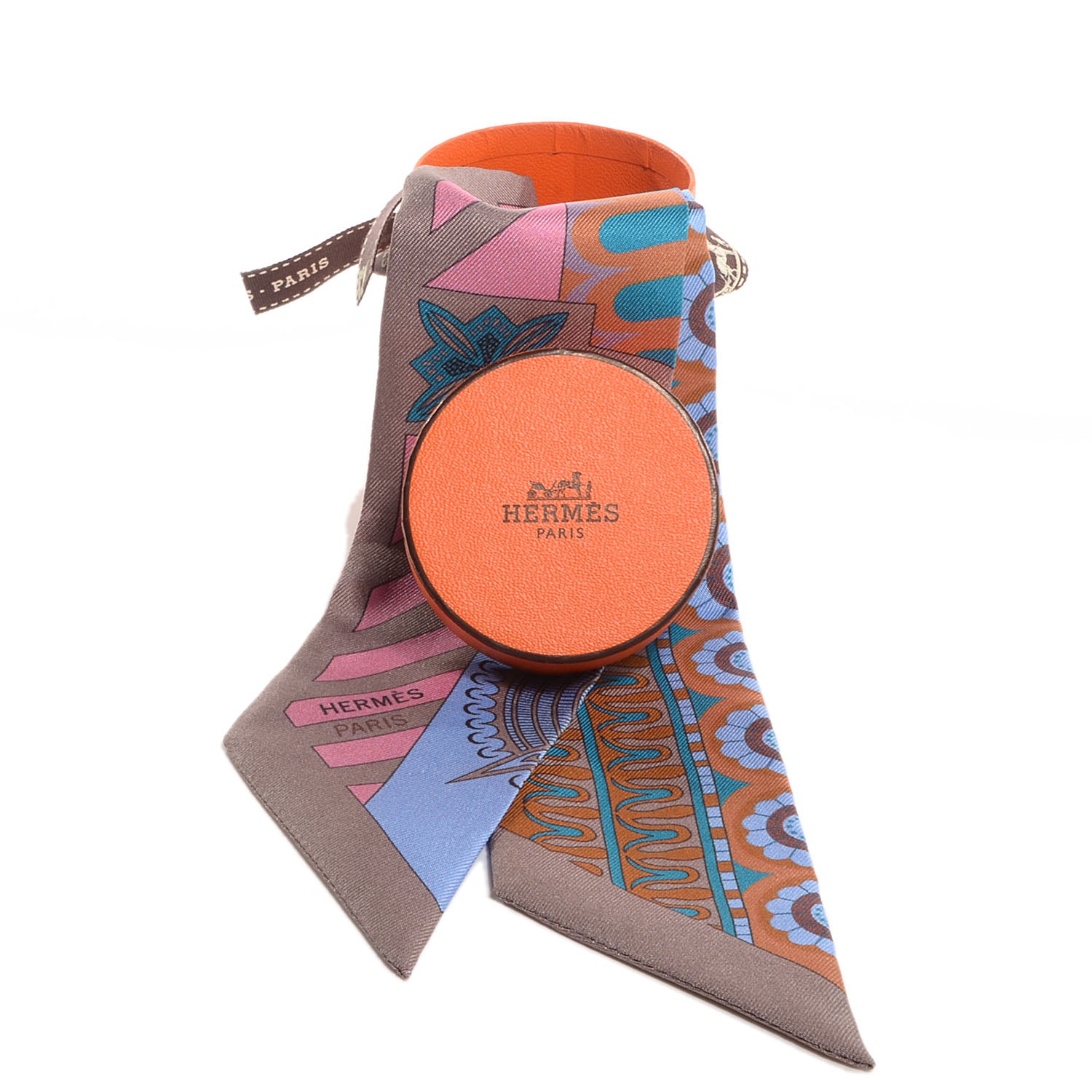 Hermes Silk Geometrie Cretoise Twilly Etoupe Marron Ciel 6 of 7