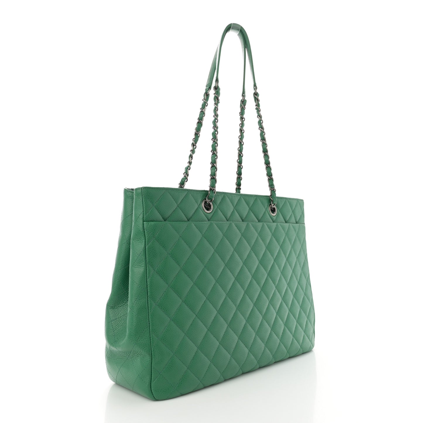 Caviar Quilted Large Classic Shopping Tote Green