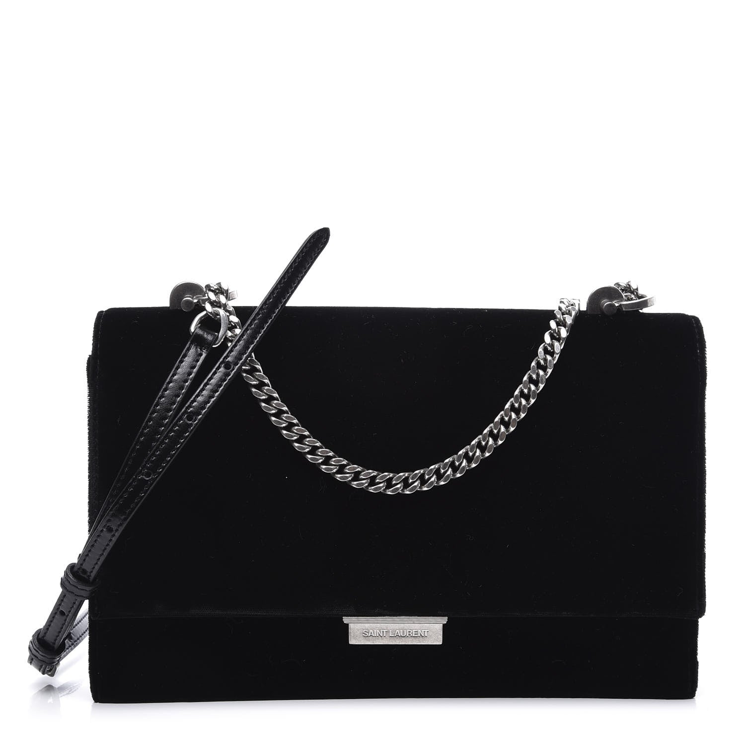 Saint Laurent Velvet Chain Wallet Black 1 of 9