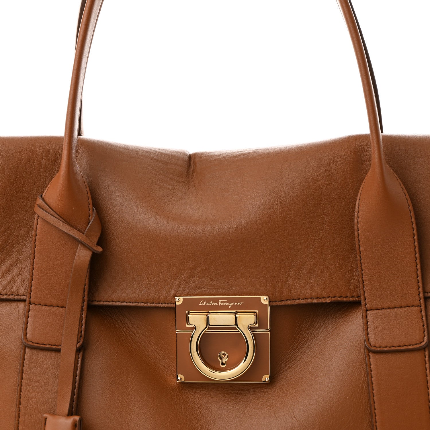 Salvatore Ferragamo Calfskin Large Sookie Satchel Brown 1738832